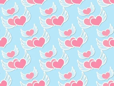 Love seamless pattern. Valentine's Day endless texture, background. Vector Stock Illustration