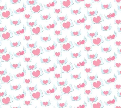 Love seamless pattern. Valentine's Day endless texture, background. Vector Stock Illustration
