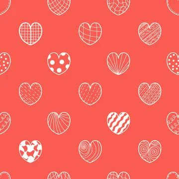 Love Seamless romantic pattern. Hearts on red background. Vector illustrati.. 스톡 일러스트