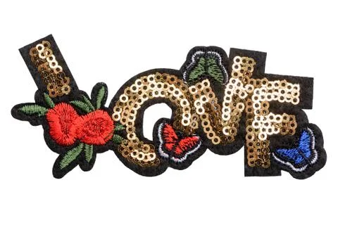 Love sequin patch Stock Photos