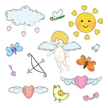 Love set with heart elements. Stockillustratie