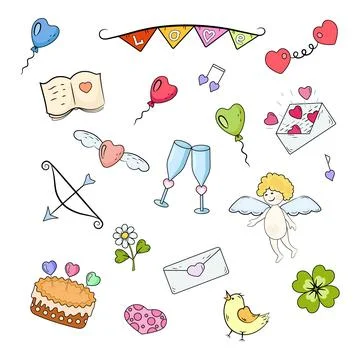 Love set with heart elements. 스톡 일러스트