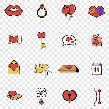Love set icons Stock Illustration