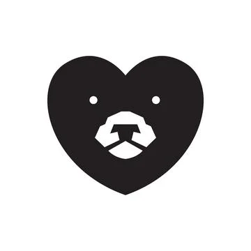 Love shape with head bear logo design vector graphic symbol icon illustrati.. Stock Illustration