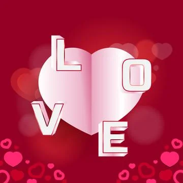 Love shape paper with blurred light design Stock Illustration