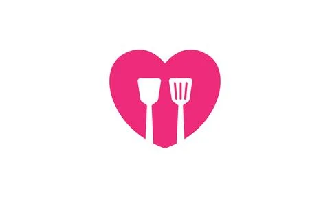 Love shape with spatula logo vector icon illustration design Stock Illustration