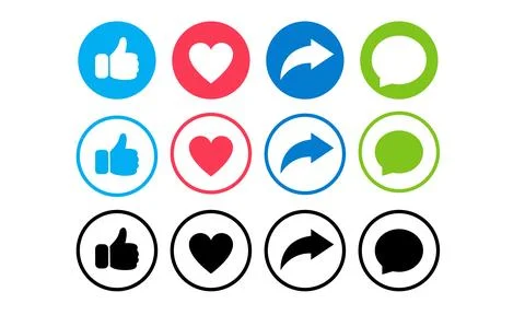 Like love share comment button icon イラスト素材