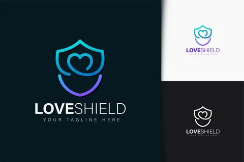 Love shield logo design with gradient Stock Illustration