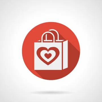 Love shopping bag round red vector icon Illustrazione stock