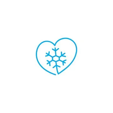 Love snow, snowflake, winter. Vector hand drawn line icon template Stock Illustration