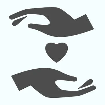 Love solid icon. Heart between two hands vector illustration isolated on white Stock Illustration