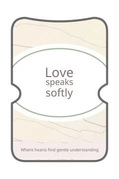 LOVE SPEAKS SOFTLY typographic composition with low contrast curved wash backdro Illustration