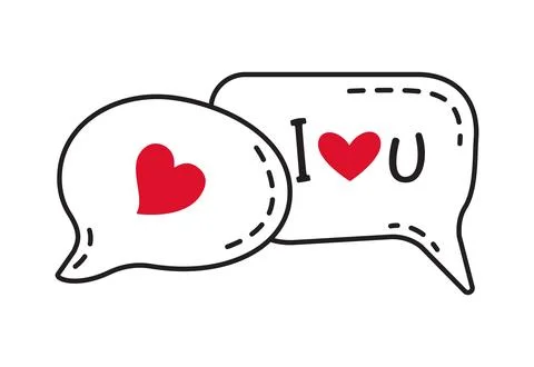 Love speech bubble doodle flat style love isolated icon symbol of love Stock Illustration