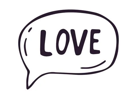 Love Speech Bubble Hand Drawn Doodle Outline Isolated on White Background Stock Illustration