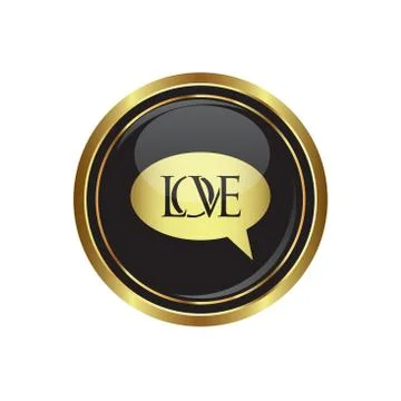Love speech bubble icon gold Stock Illustration