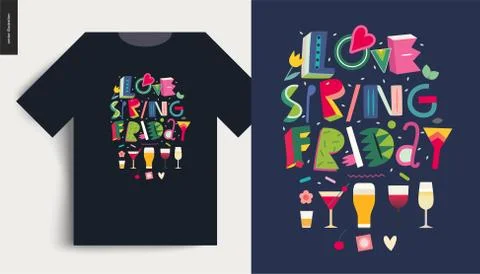 Love spring friday - lettering composition Stock Illustration