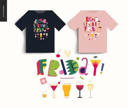 Love spring friday - lettering composition Stock Illustration