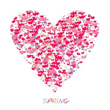 Love spring. Heart love with notes Stock Illustration