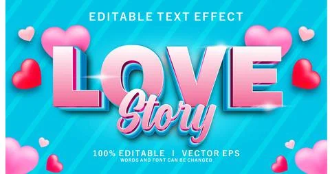 Love story 3d vector text effect with modern style d Stock Illustration