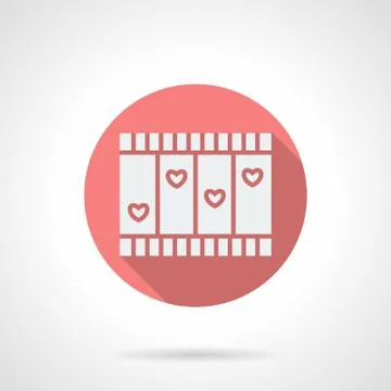 Love story movie round pink flat vector icon Stock Illustration