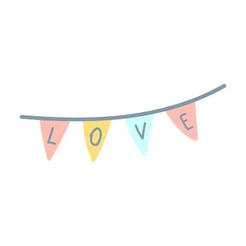 Love Stretch Flags Illuistration Stock Illustration