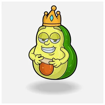 Love struck expression with Avocado Fruit Crown Mascot Character Cartoon. Stock Illustration