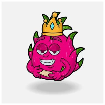 Love struck expression with Dragon Fruit Crown Mascot Character Cartoon. Stock Illustration