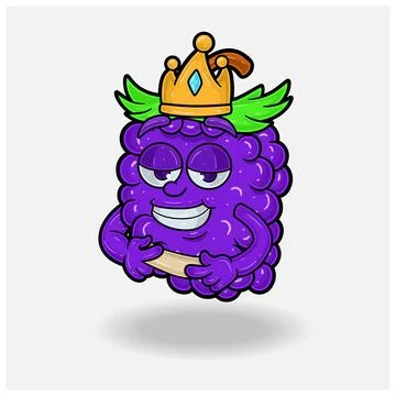 Love struck expression with Grape Fruit Crown Mascot Character Cartoon. Stock Illustration