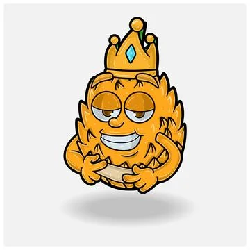 Love struck expression with Pineapple Fruit Crown Mascot Character Cartoon. Stock Illustration