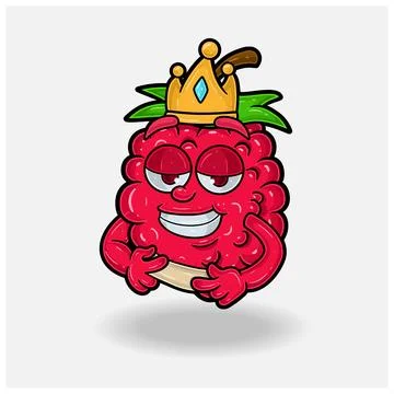 Love struck expression with Raspberry Fruit Crown Mascot Character Cartoon. Stock Illustration
