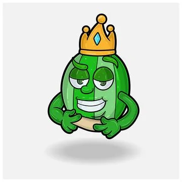 Love struck expression with Watermelon Fruit Crown Mascot Character Cartoon. Stock Illustration