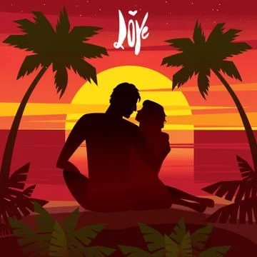 Love at sunset Stock Illustration