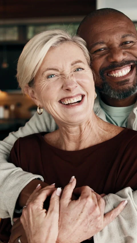 Love, support or interracial couple in house with face, partner care or bonding Video stock 338109430