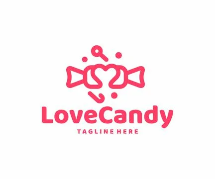 Love for sweets and candy logo design. Wrapped сandy, lollipops and candy cane Stock Illustration