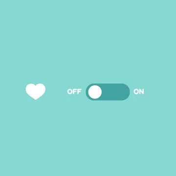 Love switcher. Romantic ON-OFF toggle switch. Valentine Day deactivate. Stock Illustration
