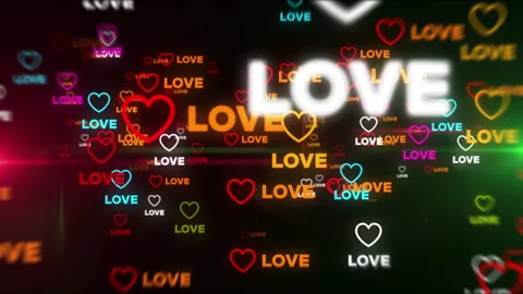 Love symbol tunnel effect fly between Stock Footage 255848708