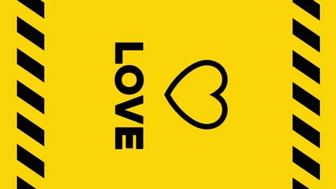 Love symbol on yellow background screen vertical Stock Footage 256042581