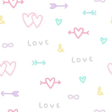 Love symbols. Vector seamless pattern. Stock Illustration