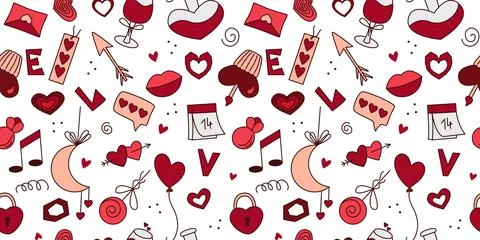 Love symbols vector seamless pattern Stock Illustration