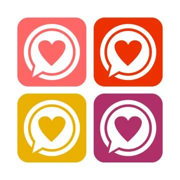 Love Talk Rounded Square Icons Stock Illustration