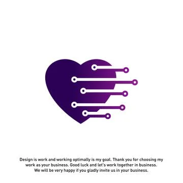 Love Tech Creative logo concepts, Tech logo template, elements and symbols, t Illustrazione stock