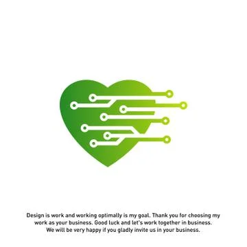 Love Tech Creative logo concepts, Tech logo template, elements and symbols, t Illustrazione stock