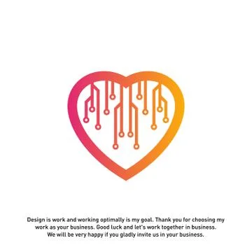Love Tech Creative logo concepts, Tech logo template, elements and symbols, t Illustrazione stock