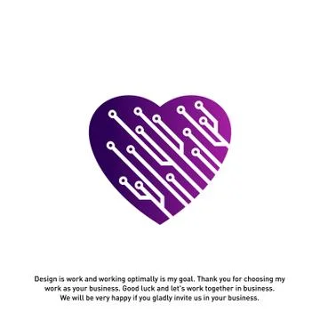 Love Tech Creative logo concepts, Tech logo template, elements and symbols, t Illustrazione stock