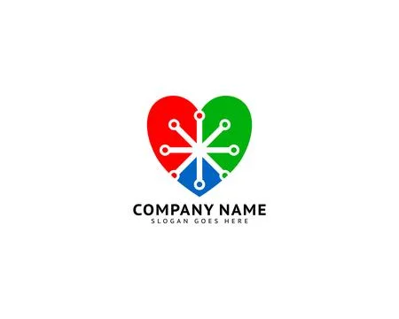 Love Tech Logo Template Design Vector Stock Illustration