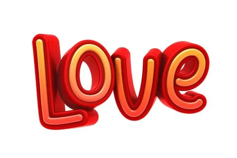 Love Text, 3D Illustration of High Resolution Rendering Stock Illustration