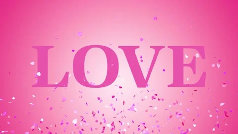 Love text and confetti explosion on pink background Video stock 258782700
