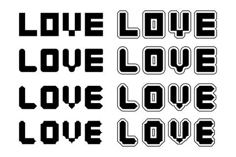 Love text bold, love font typography, love text with heart for valentine's .. Stock Illustration