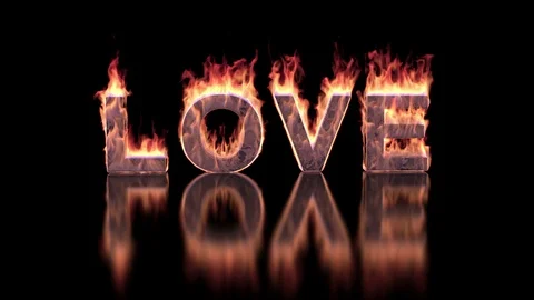 Love text burning in fire on glossy surface Stock Footage 88005605