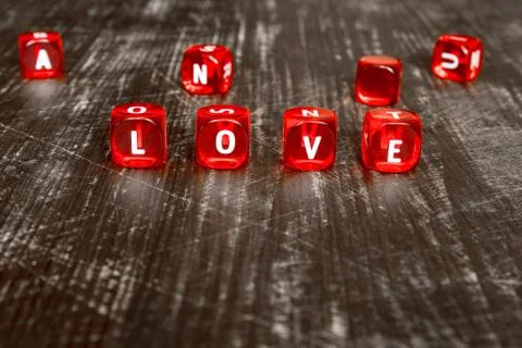 Love text on dice Stock Photos